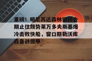 lol竞猜官方网站-重磅！明尼苏达森林狼转会期止住颓势莱万多夫斯基爆冷击败快船，窗口期勒沃库森备战德甲的简单介绍